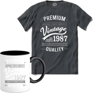 Vintage Legend Sinds 1987 - verjaardag en feest cadeau - Kado tip - T-Shirt met mok - Unisex - Mouse Grey - Maat XL