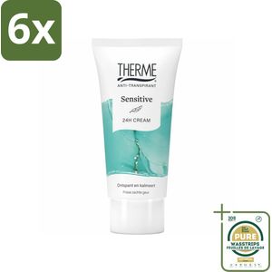 Therme - Sensitive - Anti-transpirant Crème - Hydraterend - 60ml - Voordeelverpakking - 6 stuks - Gevoelige huid - Hydraterend