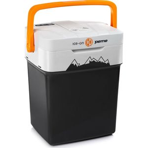 PEME Essential Elektrische Koelbox, 25,7 liter, 12V, 220/230 Volt AC/DC, Aansluiting voor Auto en Camping, thermo-elektrisch Frigobox - ggrafiet/oranje