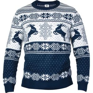 Kersttrui Dames en Heren - Noorse trui - Wintertrui - Katoen - Scandinavisch - Blauw (S)
