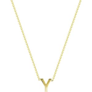 Lucardi Dames Ketting met letter hanger - 9 karaat - Ketting - Cadeau voor vrouwen - 43 cm - Geelgoud