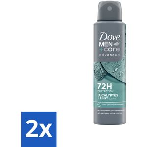 2 x Dove Men+Care Deodorant Spray - Eucalyptus & Mint - 150 ml - Deodorant Spray - Anti-transpirant - Eucalyptus - Munt - 72 Uur Bescherming
