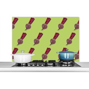 Spatscherm keuken 100x65 cm - Kookplaat achterwand Groenten - Rode Biet - Groenten - Groen - Muurbeschermer - Spatwand fornuis - Hoogwaardig aluminium