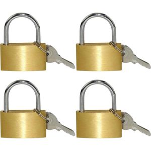 Goodivery ® Veiligheidsset van 4 Messing Hangsloten met Sleutels voor Diverse Toepassingen