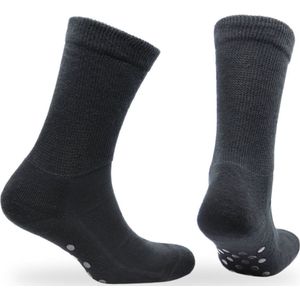 Norfolk - 2 paar - Antislip Huissokken - Katoenen sokken met Demping - Stretch+ Extra Wijde Sokken - Anti-slip Sokken - Maat 39-42 - Zwart - Rio Grip
