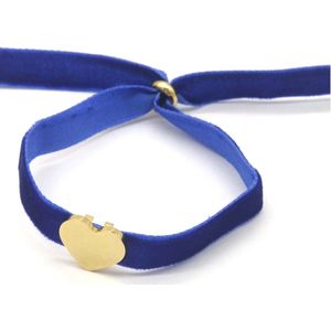 Armband Dames - Hartje RVS - Fluweel - Lengte Verstelbaar - Donkerblauw