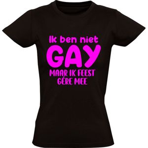 Ik ben niet gay maar ik feest gere mee Dames T-shirt | Roze | Tilburg Kermis | cadeau | kado | shirt