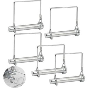 Veiligheidssplinten M12 x 80 mm buiskleppen klapsplint D-vorm koolstofstaal Borgbouten 12 mm veiligheidspunt met vergrendeling Steekbouten voor aanhangers - 5 stuks