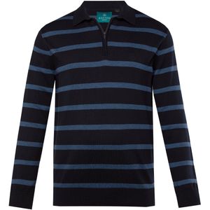 Boston Park - Heren - Boston Park polotrui gestreept rits tot 84/86 - Navy blauw - Maat 52+