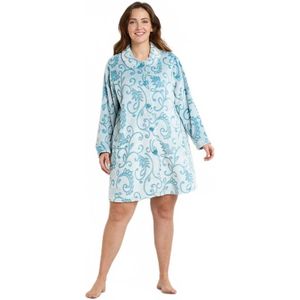 Fleece badjas, kort, met knopen