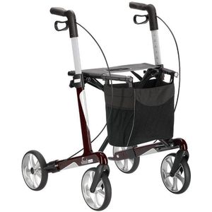 Russka lichtgewicht rollator - Vital Carbon - Max gebruikers gewicht 150 kg - 6.15 kg - Robijn Rood