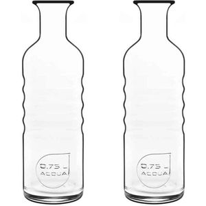 2x Glazen water karaffen van 750 ml Optima- Sapkannen/waterkannen/schenkkannen