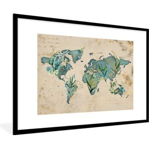 Fotolijst incl. Poster - Wereldkaart - Papyrus - Vintage - 90x60 cm - Posterlijst