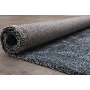 Vercai Rugs Jay Collectie - Hoogpolig Vloerkleed - Microfiber Tapijt voor Woonkamer - Microfiber Polyester - Blauw - 155x220 cm