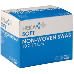 HEKA - Steriel Gaasje - Soft non-woven kompres 10 x 10 cm steriel - 4 lagen - Doos a 100 stuks - per stuk verpakt.