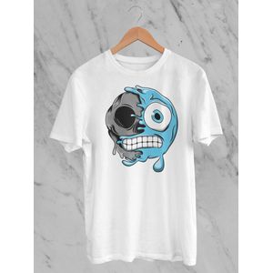 Feel Free - Halloween T-Shirt - Smiley: Bevroren gezicht - Maat M - Kleur Wit