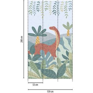 DINOSAURUS FOTOBEHANG | Kinderkamer - Blauw Groen Kleurrijk - A.S. Création Lilly & Luis