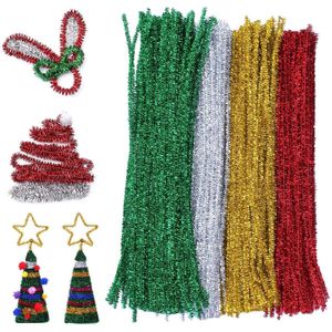 400 stuks Kleurrijke Pijpenragers voor Knutselen - Chenilledraad Buigpluche voor Kinderen - Doe-het-Zelf Knutselen Halloween Kerstdecoraties Schoolprojecten 30 cm