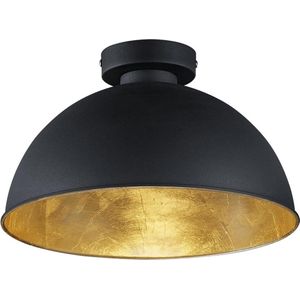 LED Plafondlamp - Plafondverlichting - Torna Jin - E27 Fitting - Rond - Mat Zwart - Aluminium