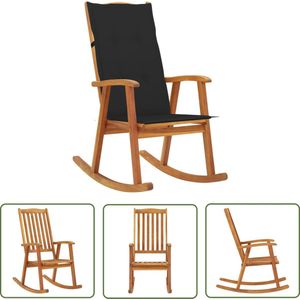 The Living Store Schommelstoel met kussens massief acaciahout - Schommelstoel - Vintage Meubels - Houten Stoel - Acacia Hout - Outdoor Meubilair