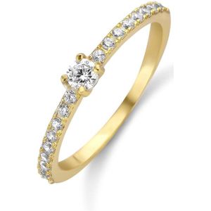 New Bling Zilveren Ring 9NB 0390 56 - Maat 56 - Zirkonia - Goudkleurig