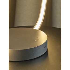 LEDVANCE Decor Aura tafellamp van gebogen polycarbonaat met LED en filamentontwerp, met USB-C oplaadpoort, 10 W, 1000 lm, 3000 K, 830 warm wit, touch dimbaar, donkergrijs, IP20