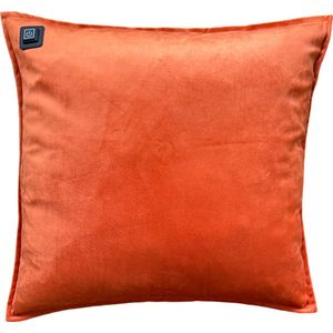Warmpi® Draadloos Warmtekussen incl. Warmpi® Powerbank (10.000mah) - Fluweel Cognac - Elektrisch verwarmd sierkussen heeft ook kabel van 3m voor opwarming via stopcontact of USB Poort - 3 warmtestanden - kussen 45x45 cm - velvet stof
