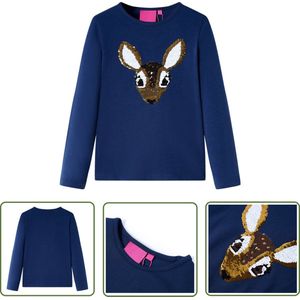 vidaXL Jongensshirt - Kinderhemd - Kindershirt met lange mouwen 104 marineblauw - Meisjeshemd - Longsleeve - Blauwe Kleding
