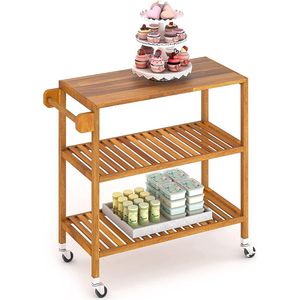 Premium Keukentrolley – keuken planken - Opberg Trolley op wielen – met niveaus – duurzaam -ruimtebesparend