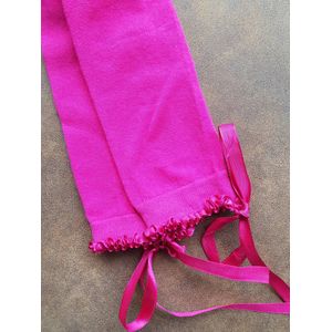 Legging met kanten boord en brede strik- donkerroze - maat 86/92