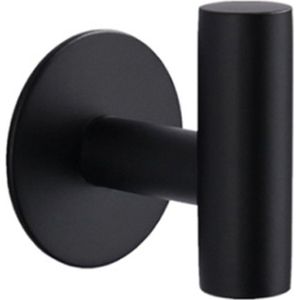 New Age Devi - Handdoekhaak zwart zelfklevend - set van 4 - rvs - rond