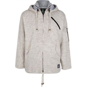 Gebreid Wollen Heren/Uni Vest van Schapenwol met Katoenen Voering en afneembare capuchon - SHAKALOHA - M Cruiser Ziphood Beige S