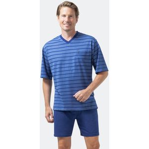 Blauwe heren shortama met strepen Hajo - Blauw - Maat - 50