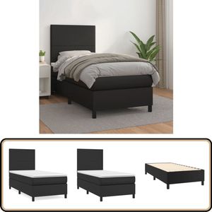 vidaXL Boxspring Kunstleer Zwart 90x190 cm - Inclusief Matras Boxspringbed - Boxspring - Slaapcomfort - Kunstleder - Zwarte Boxspring