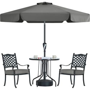 Parasol met volant, terrasparasol, 230 cm, terrasparasol, tafelscherm, martkscherm, donkergrijs