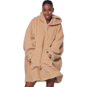 Homie Hoodie Blanket - Teddy Stof - Fleece Deken met Mouwen - Beige