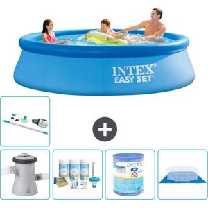 Intex Rond Opblaasbaar Easy Set Zwembad - 305 x 76 cm - Blauw - Inclusief Pomp Onderhoudspakket - Filter - Grondzeil - Stofzuiger