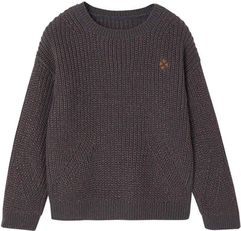 Gebreide Meisjestrui - Paars - Met Iriserende Badge en Parels