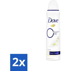 Dove Deodorant Spray - 0% Original - 150 ml - Voordeelverpakking - 2 stuks