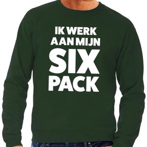 Ik werk aan mijn SIX Pack tekst sweater groen heren - heren trui Ik werk aan mijn SIX Pack XXL