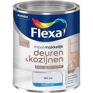 Flexa - Mooi Makkelijk Deuren & Kozijnen Zijdeglans - Muurverf - Wit Iris - Mengverf - 0.75 Liter