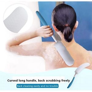Long Handle Bath Body Brush 15.35 Inch - Easily Reach Non-Slip Curved Handle for Seniors, Elderly, and Pregnant - Help with Bathing