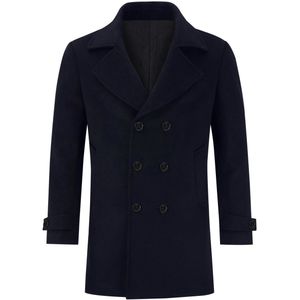 Allthemen Heren Effen Dubbelrijige Overjas Wollen Dikke Coat - Kort Gevoerd Winterjack - S
