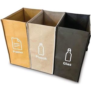 SHOP YOLO-Afvalscheidingssysteem met 3 compartimenten voor het recyclen van glas afval-oud papier-plastic leeggoed-Grote verzamelcontainers voor afvalopslag in de keuken