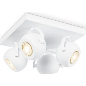 Home Sweet Home - Moderne LED Opbouwspot Nop - Wit - 23/23/14cm - 4 lichts plafondspot - Dimbaar - inclusief LED lichtbron - GU10 fitting - 5W 390lm 3000K - warm wit licht - gemaakt van metaal