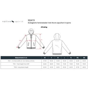 Native Spirit Ecologische herensweater met rits en capuchon in spons NS419 - Organic khaki - 3XL