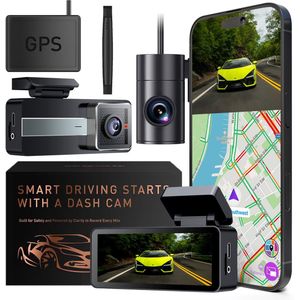 Koogle Dashcam - Auto - Voor & achter - Dual - 4K met APP - 128 GB Micro SD-kaart - Compleet pakket