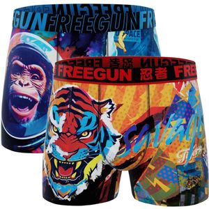 Freegun heren boxershorst - microvezel - 2-pack - maat S - Tijger/space