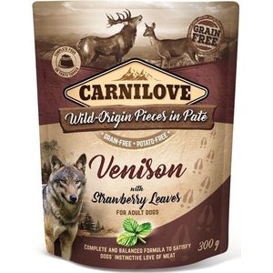 Carnilove Dog Pouch Pate Venison with Strawberry Leaves 300 gram -  - Honden droogvoer