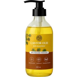 Castor Olie 250ml - Glazen fles met pomp - 100% Puur - Koudgeperst & Onbewerkt - Biologische Castor Olie - Castor Olie voor Wimpers - Hexaanvrij - Wimperserum - Haarolie - Huidolie